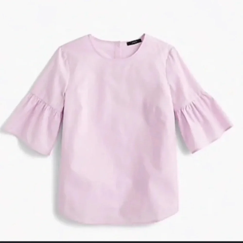 J. Crew Lavender Ruffle Sleeve Button Back Blouse - Picture 2 of 7
